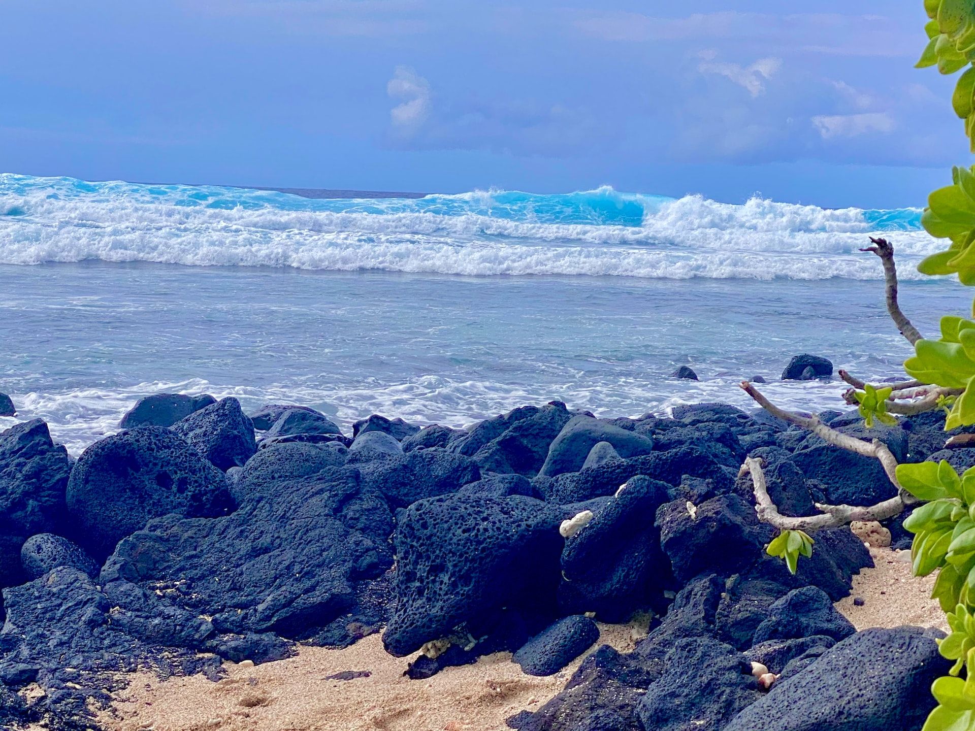 Waves crashing on a public beach in Kailua-Kona.