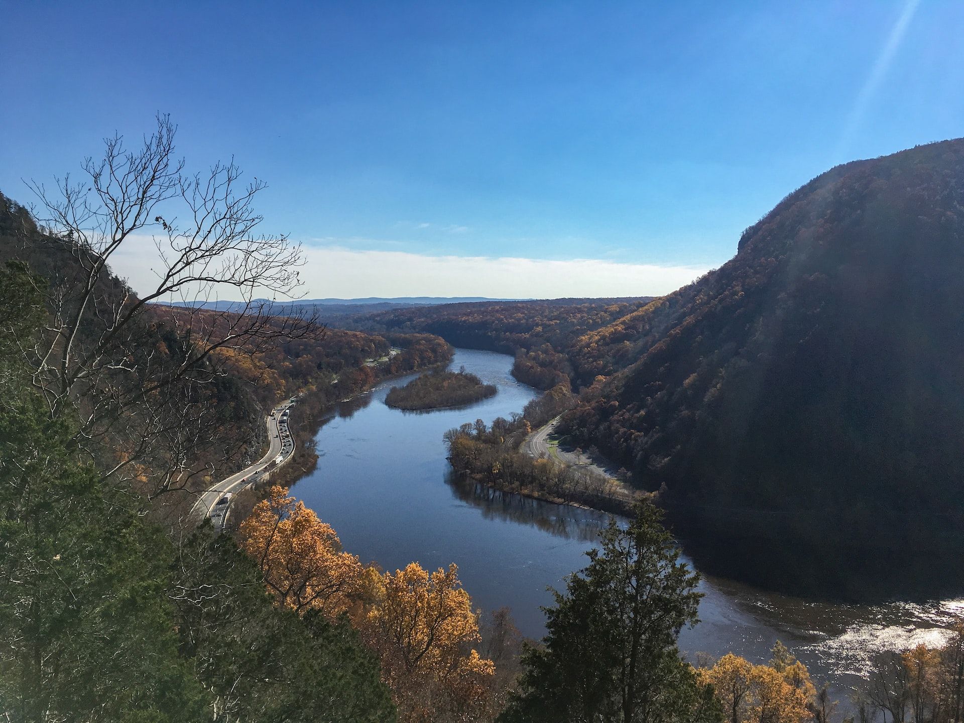 View of the Delaware Water Gap from the top of Mt. Tammany