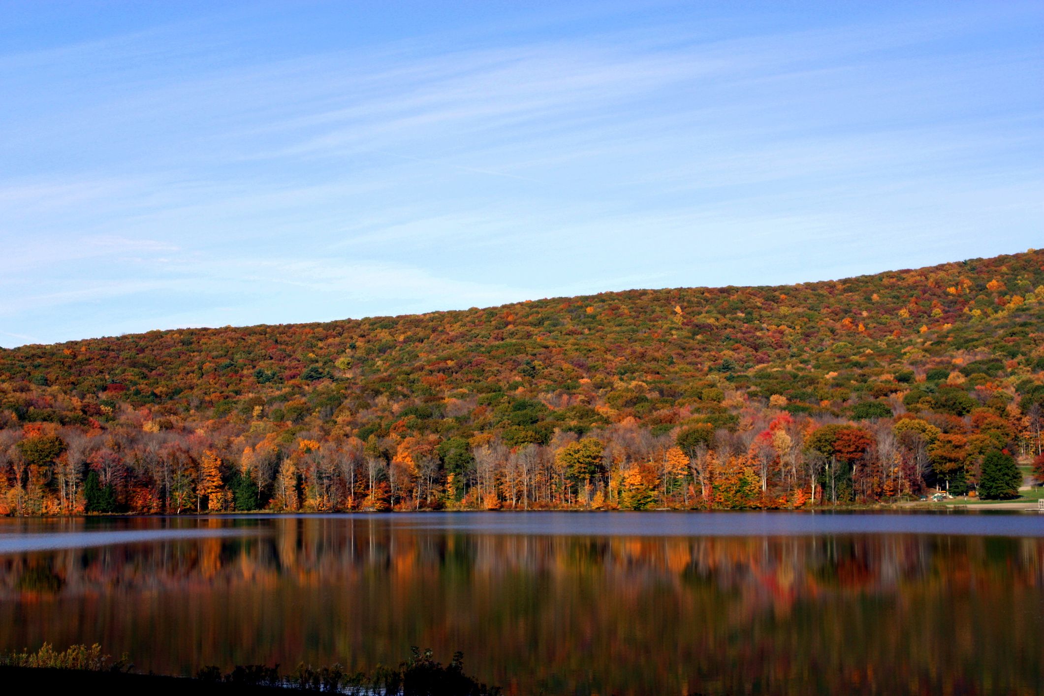 Um lago em Allegany State Park, Nova York