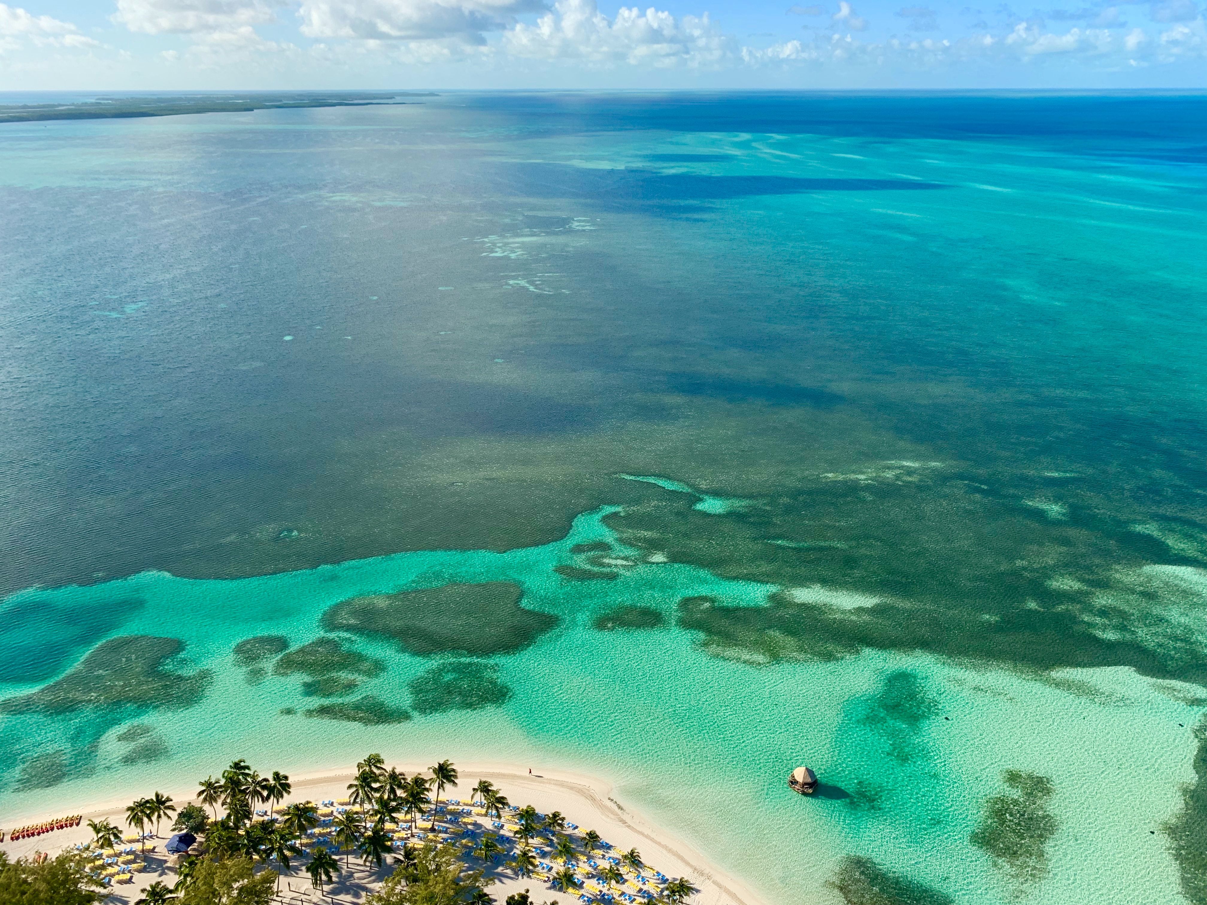 CocoCay na vista aérea das Bahamas 