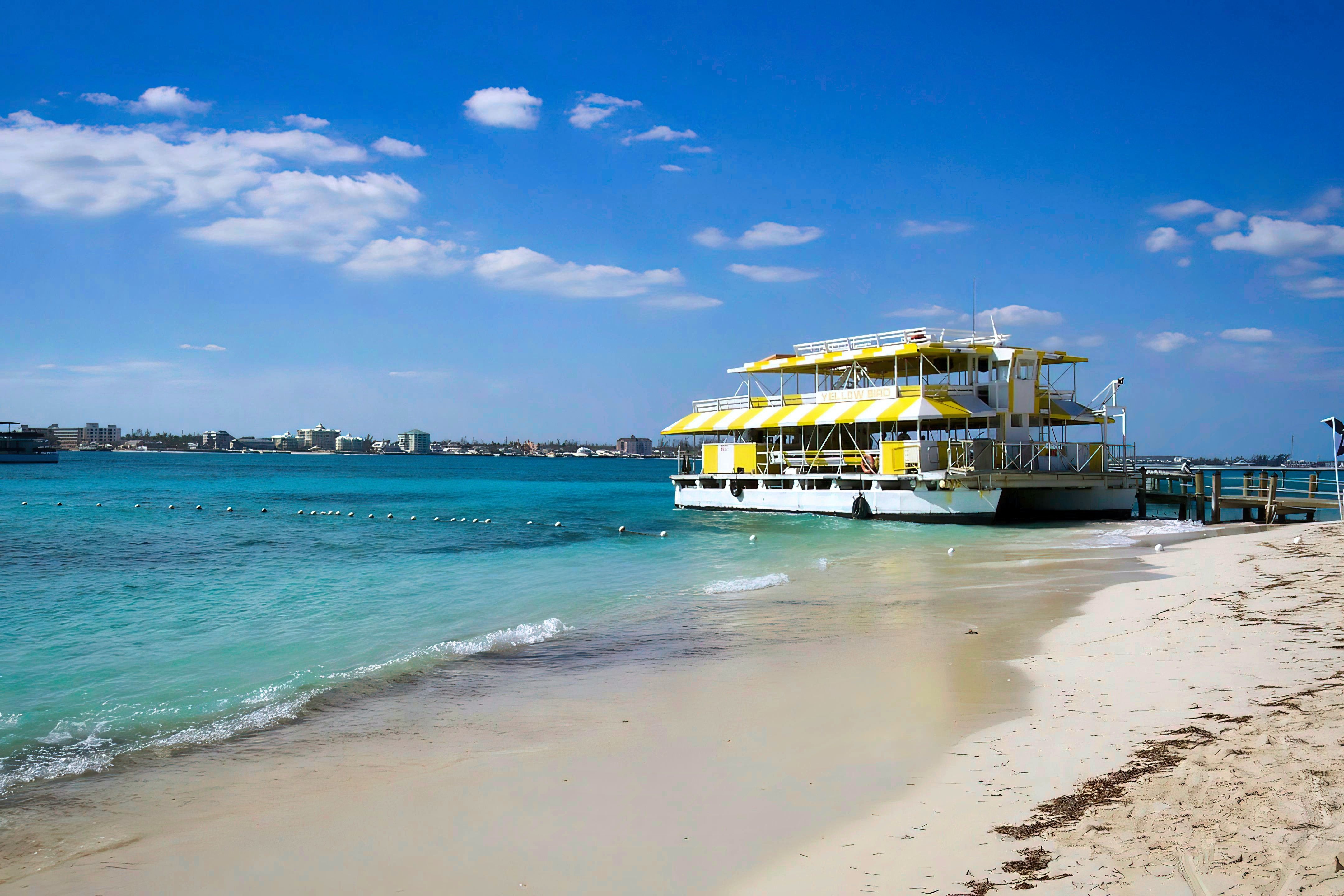 Yellow catamaran in Nassau