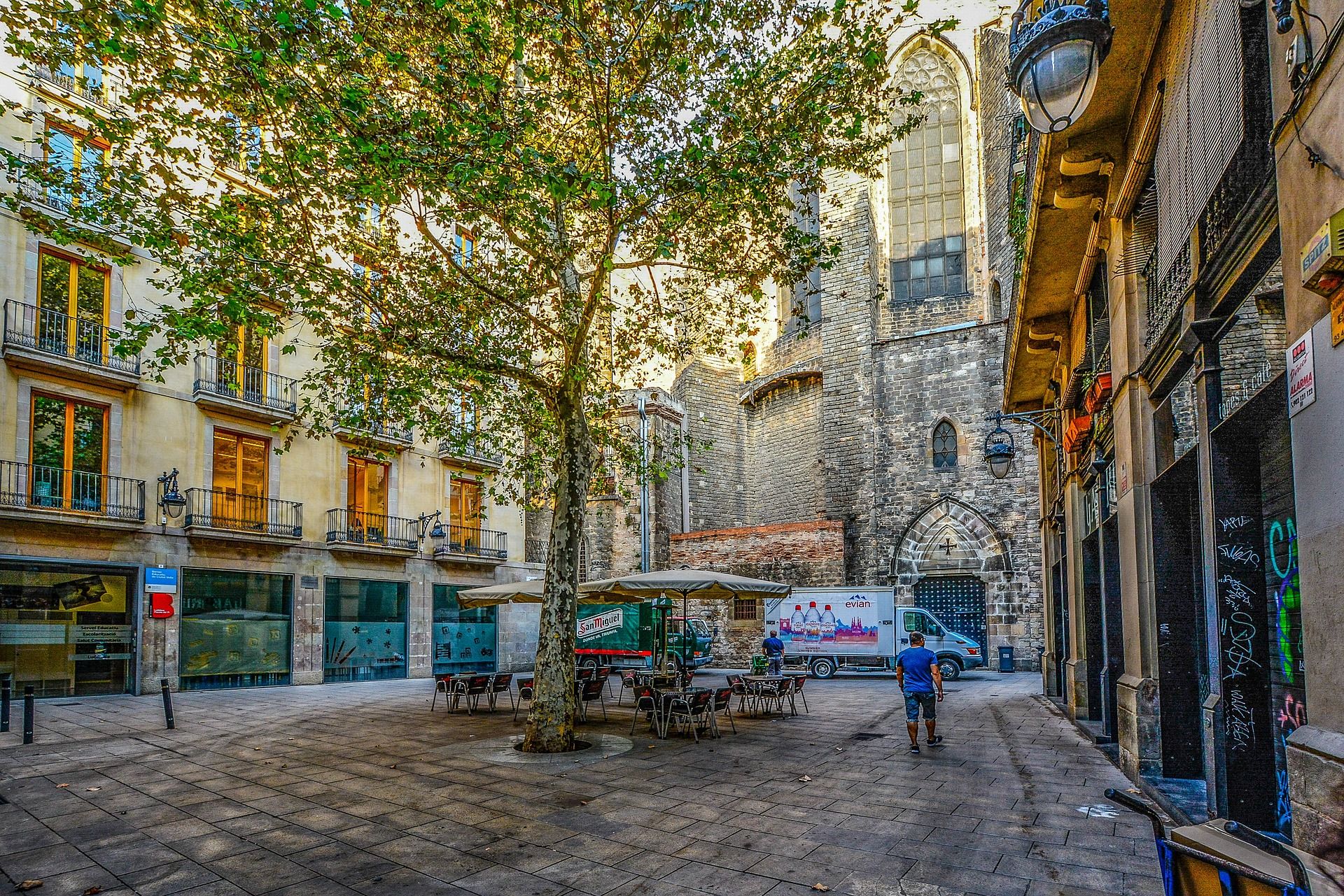 gothic barcelona square spring architecture old buildings 