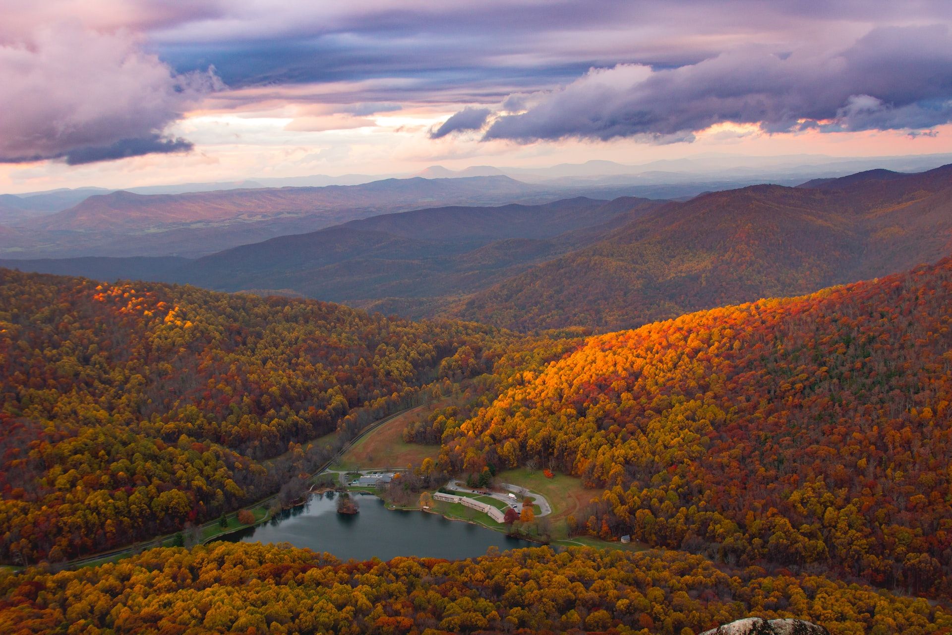 Vibrant fall foliage in the Blue Ridge Mountains of Virginia