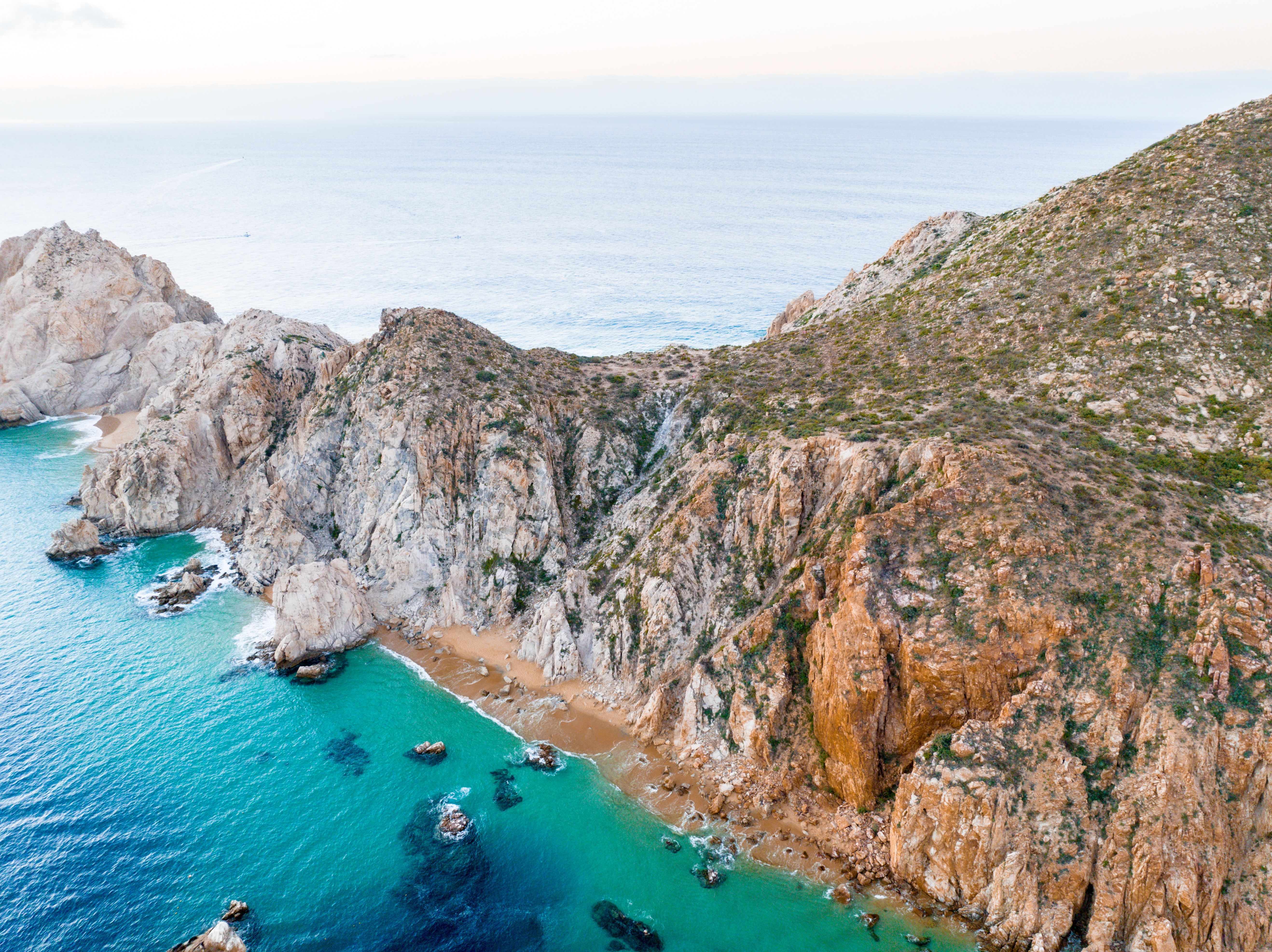 Aerial view of the beach in Baja California, Mexico 