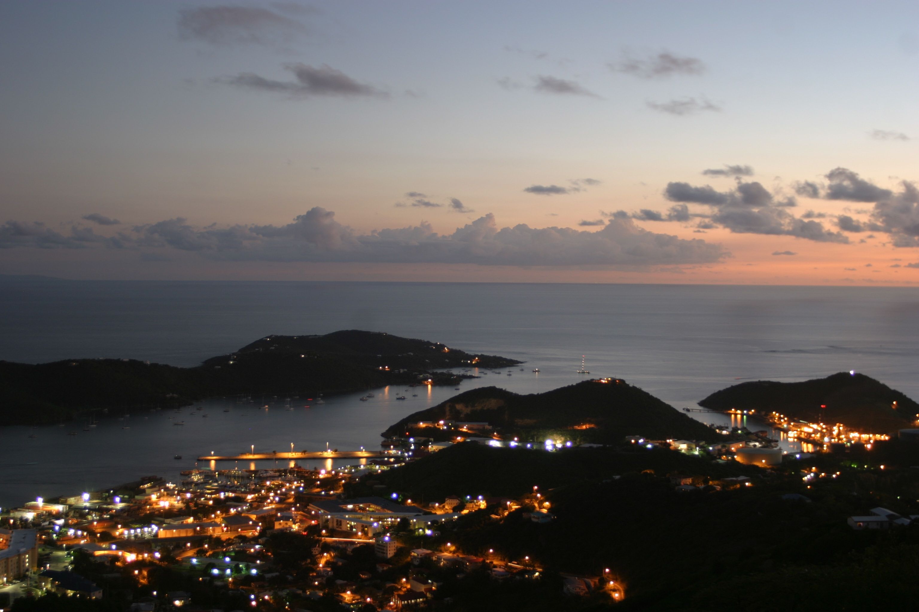 City of St. Thomas U.S. Virgin Islands at night