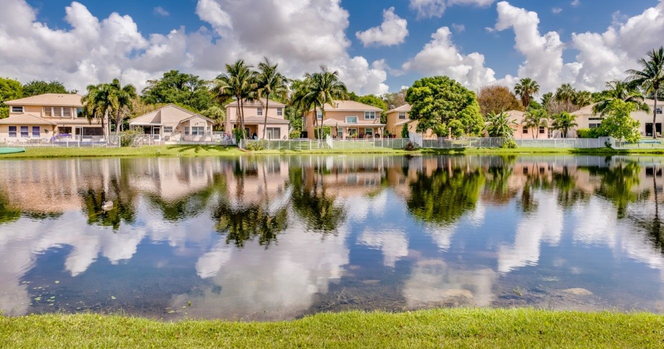Lake view and surrounding homes in Coconut Creek, Florida