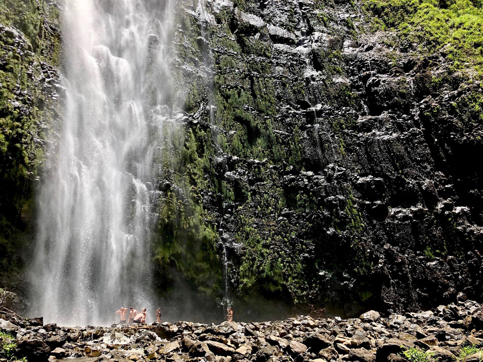 Road to Hana waterfalls with accessible trails and ample parking are popular stops on the Hana Highway in Maui, Hawaii