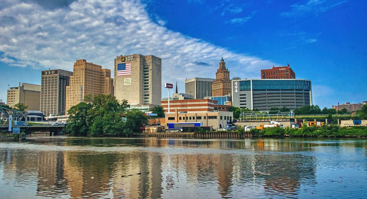 View of Newark, New Jersey from the Passaic River. 
