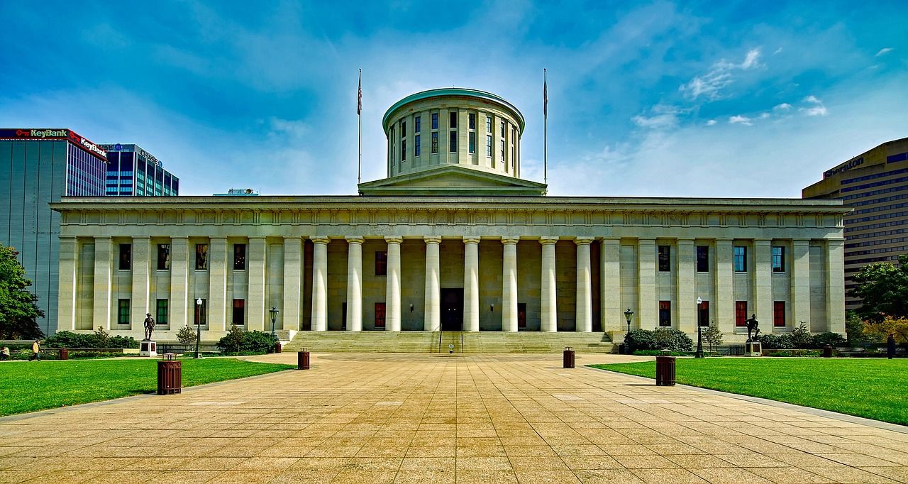 The Ohio Statehouse on a sunny day, Columbus, Ohio, USA