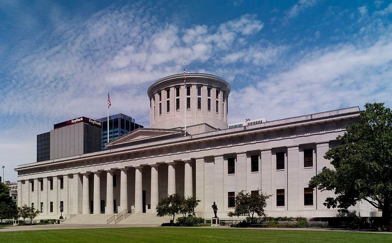 Rear view of the Ohio Statehouse, Columbus, Ohio, USA