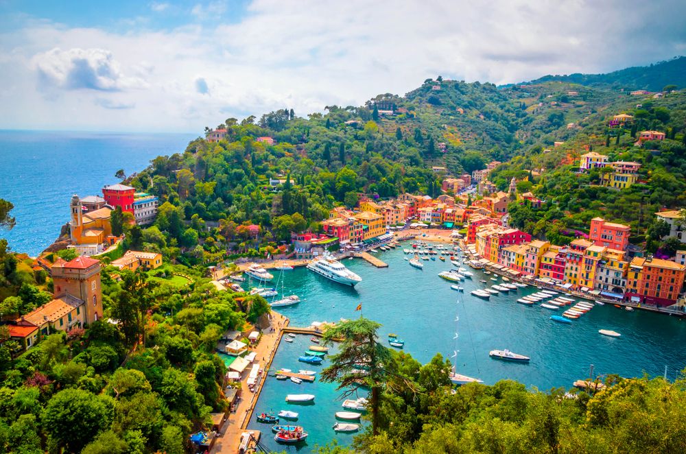 The Italian town of Portofino from above