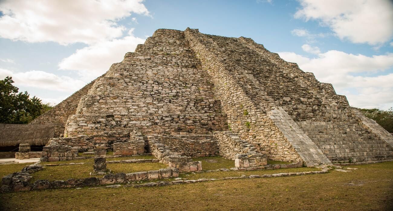 Pyramid At Mayapan In Mexico
