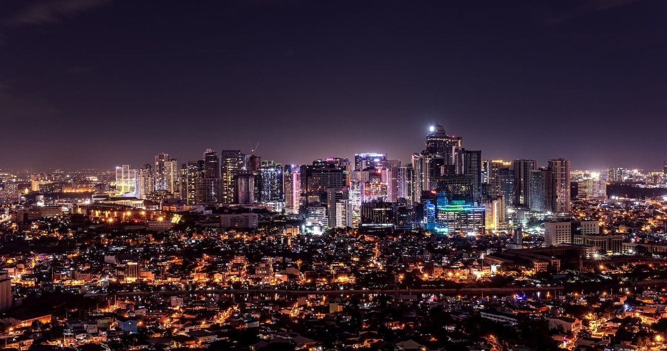 A view of Makati city, metro Manila, at night 