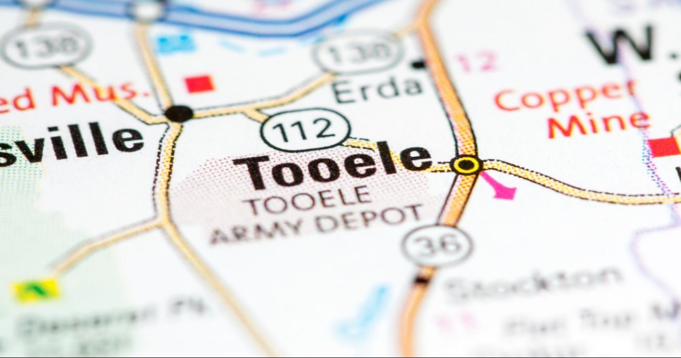 The town of Tooele, Utah, on a printed map