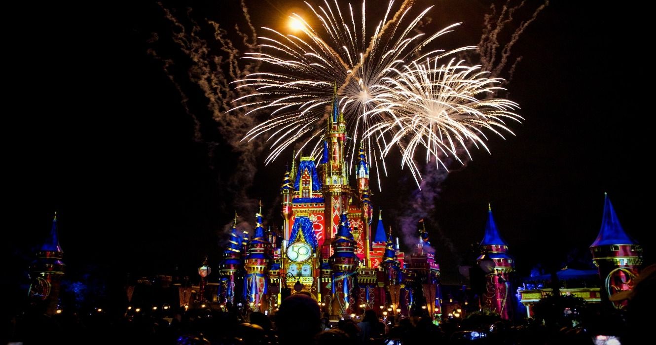 Fireworks for Disney's 50th anniversary at Disney World, Orlando, Florida