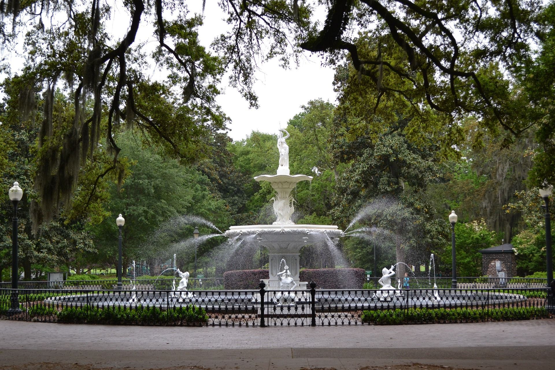The Magnificent Forsyth Fountain in Forsyth Park in Savannah, Georgia