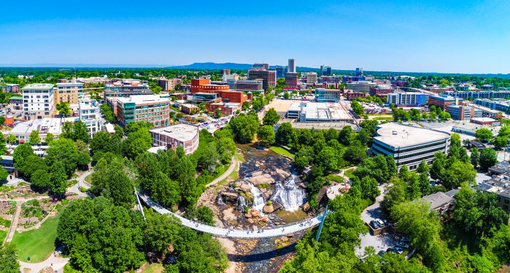 Aerial image of downtown Greenville 
