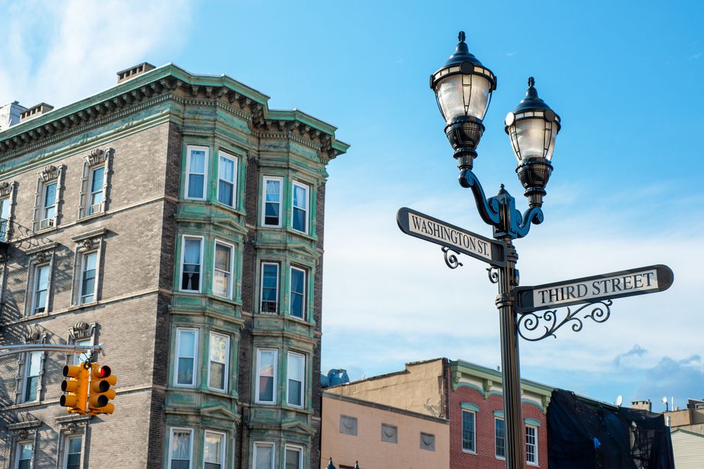 Street signs that show Washington Street and Third Street, Hoboken