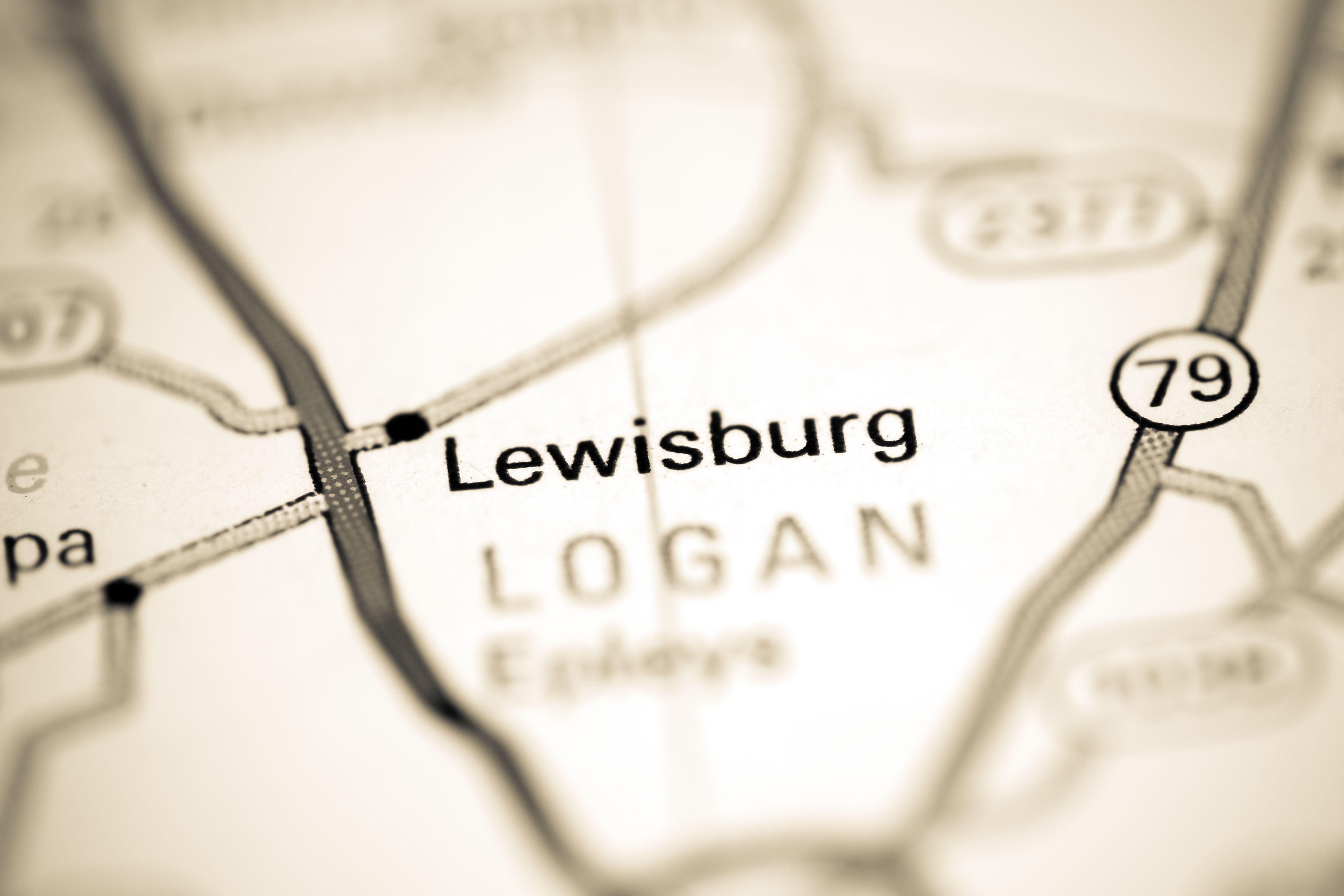 Lewisburg em um mapa geográfico