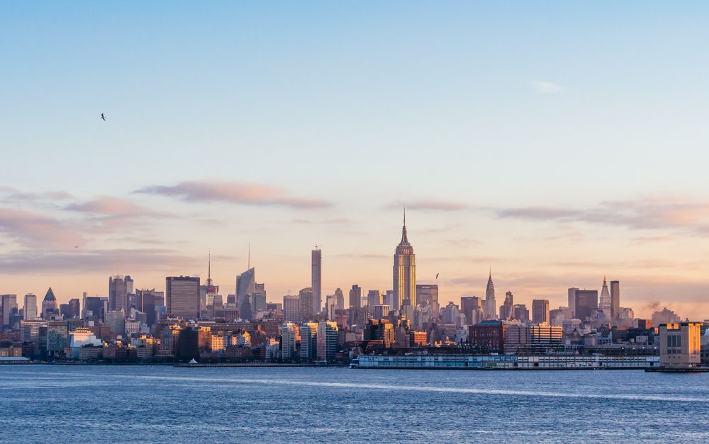 View of the New York City skyline from Hoboken at dawn