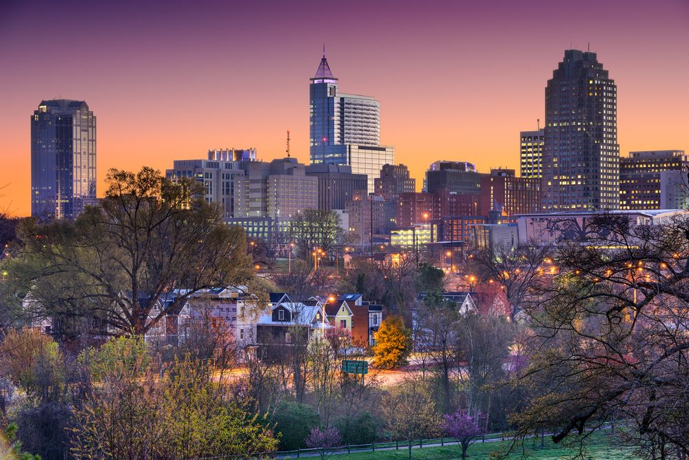 Raleigh, North Carolina, USA skyline at dusk