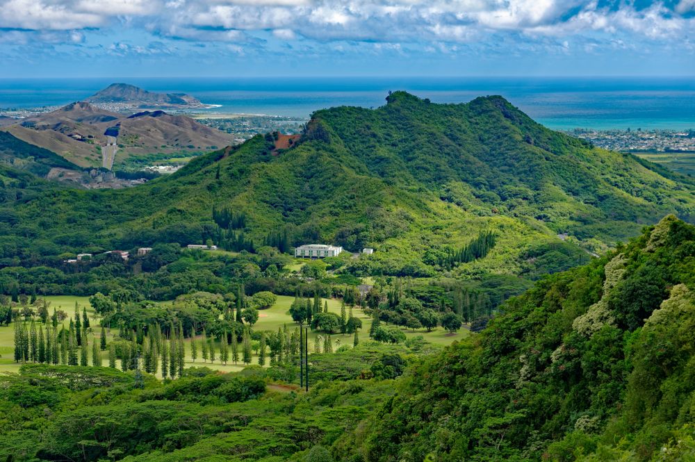 Aerial view of Kaneohe, Oahu.
