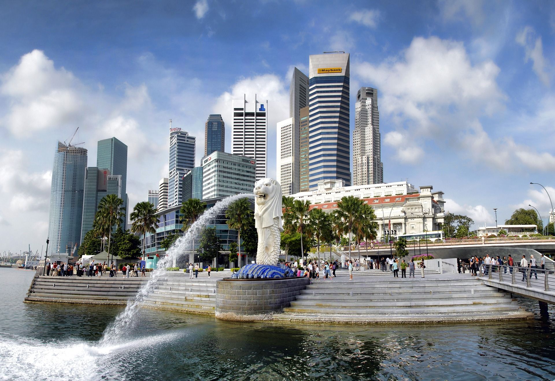 The Merlion statue in Merlion Park, Singapore