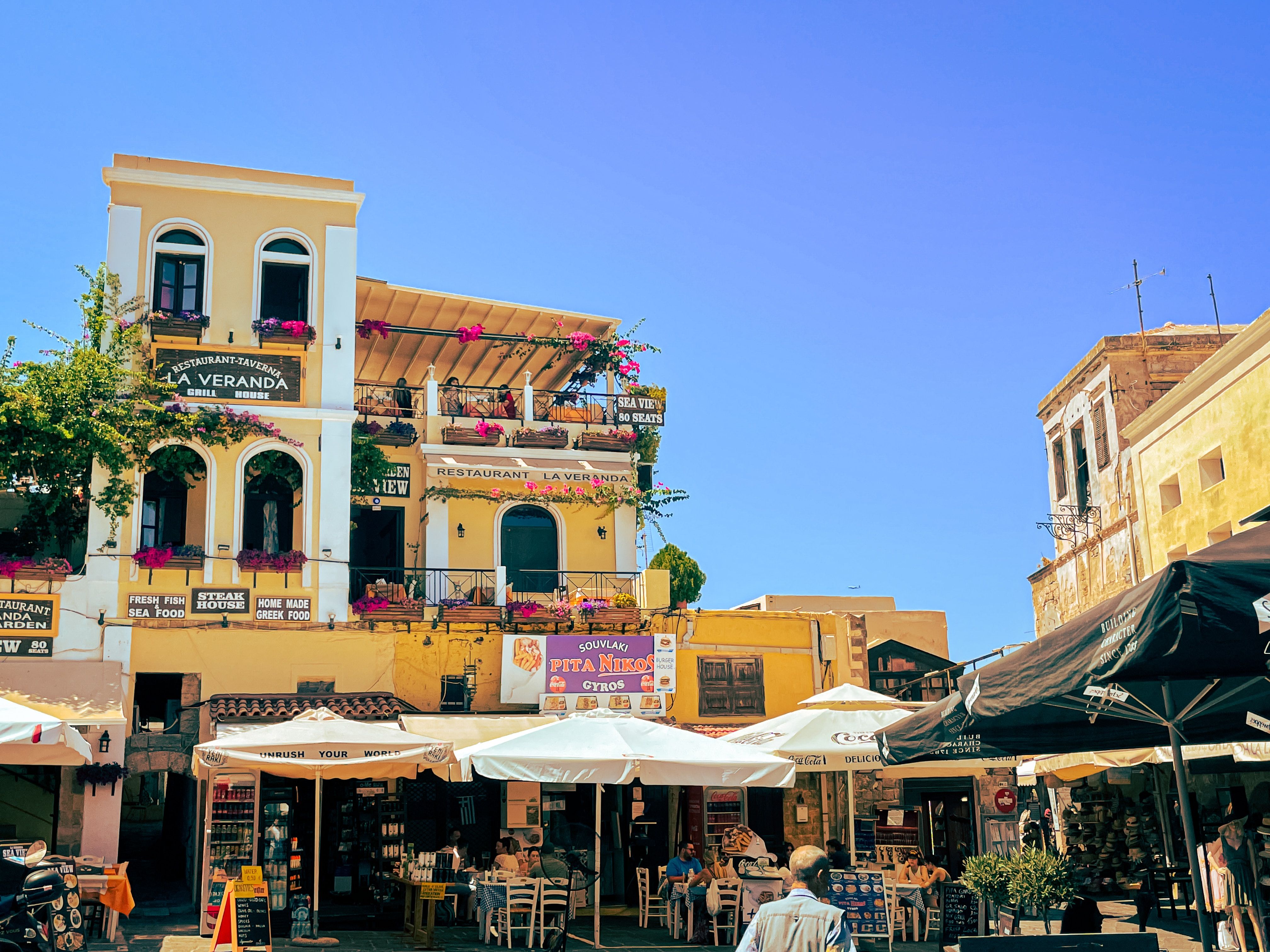 Colorful downtown Rhodes