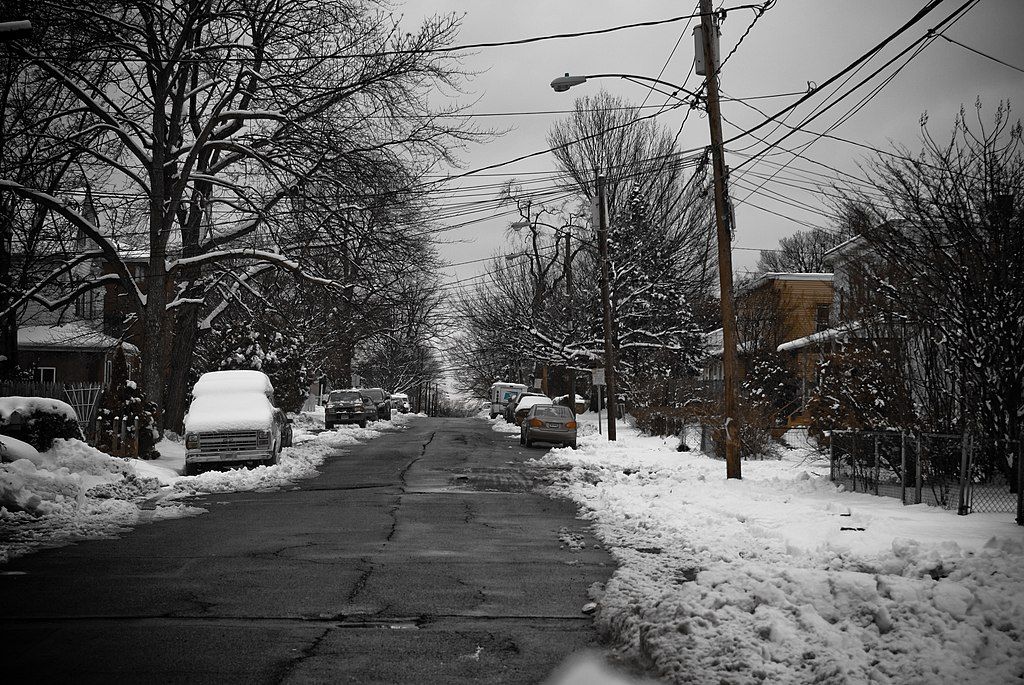 Stamford Connecticut in Winter With Snow
