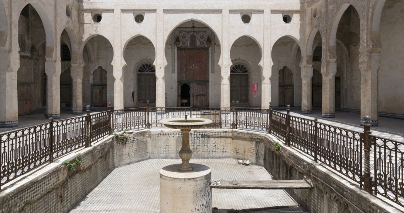 The courtyard of the Glaoui Palace in Fez, Morocco