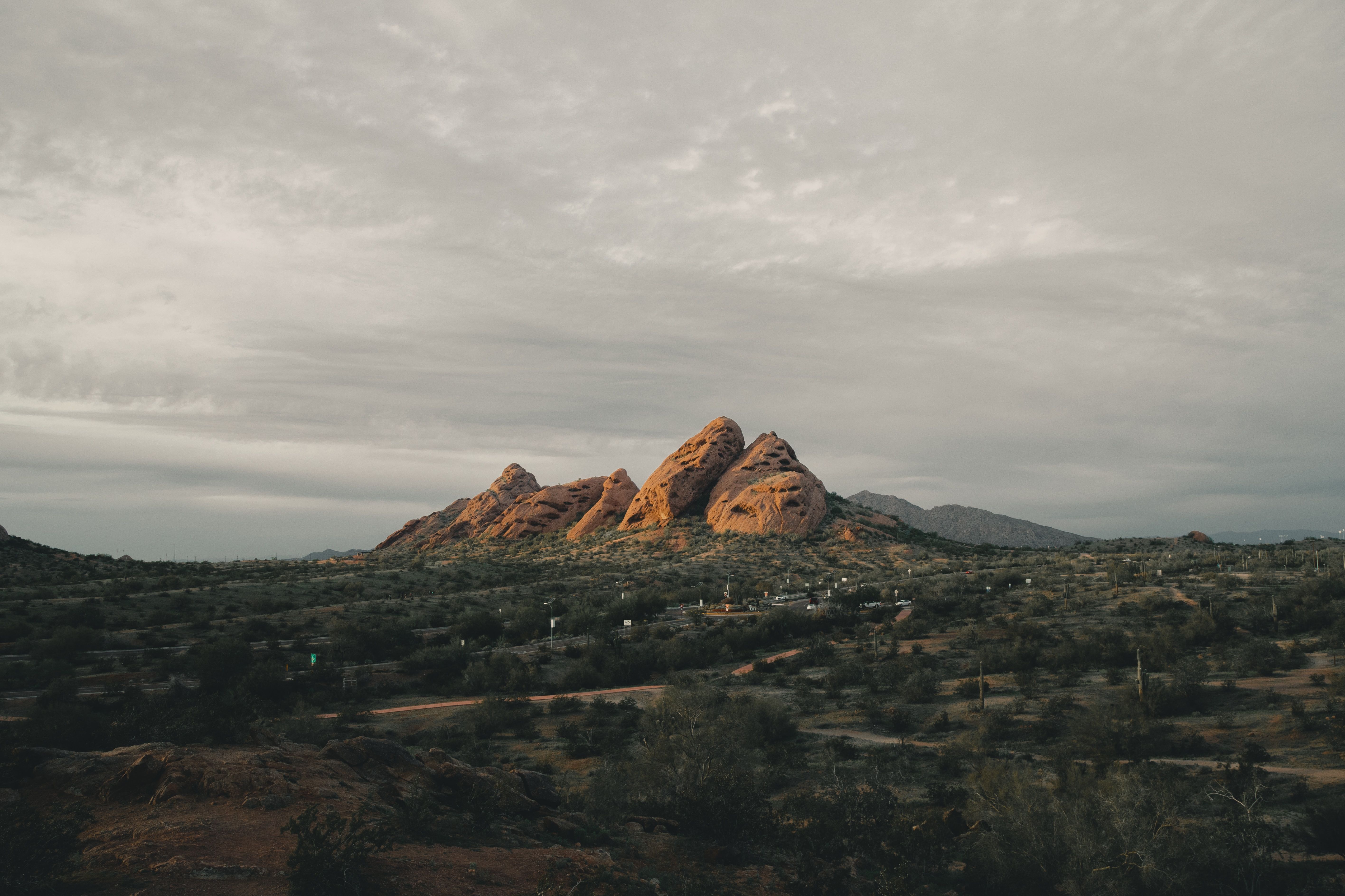 A Rare Peek Of Golden-hour Sunlight On A Cloudy Day In Papago Park To Phoenix, Arizona