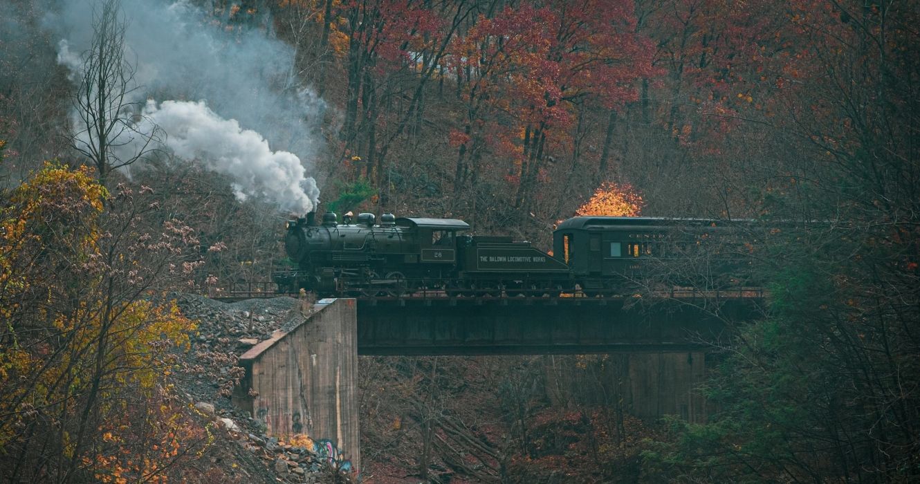 Train crossing a bridge in Scranton PA