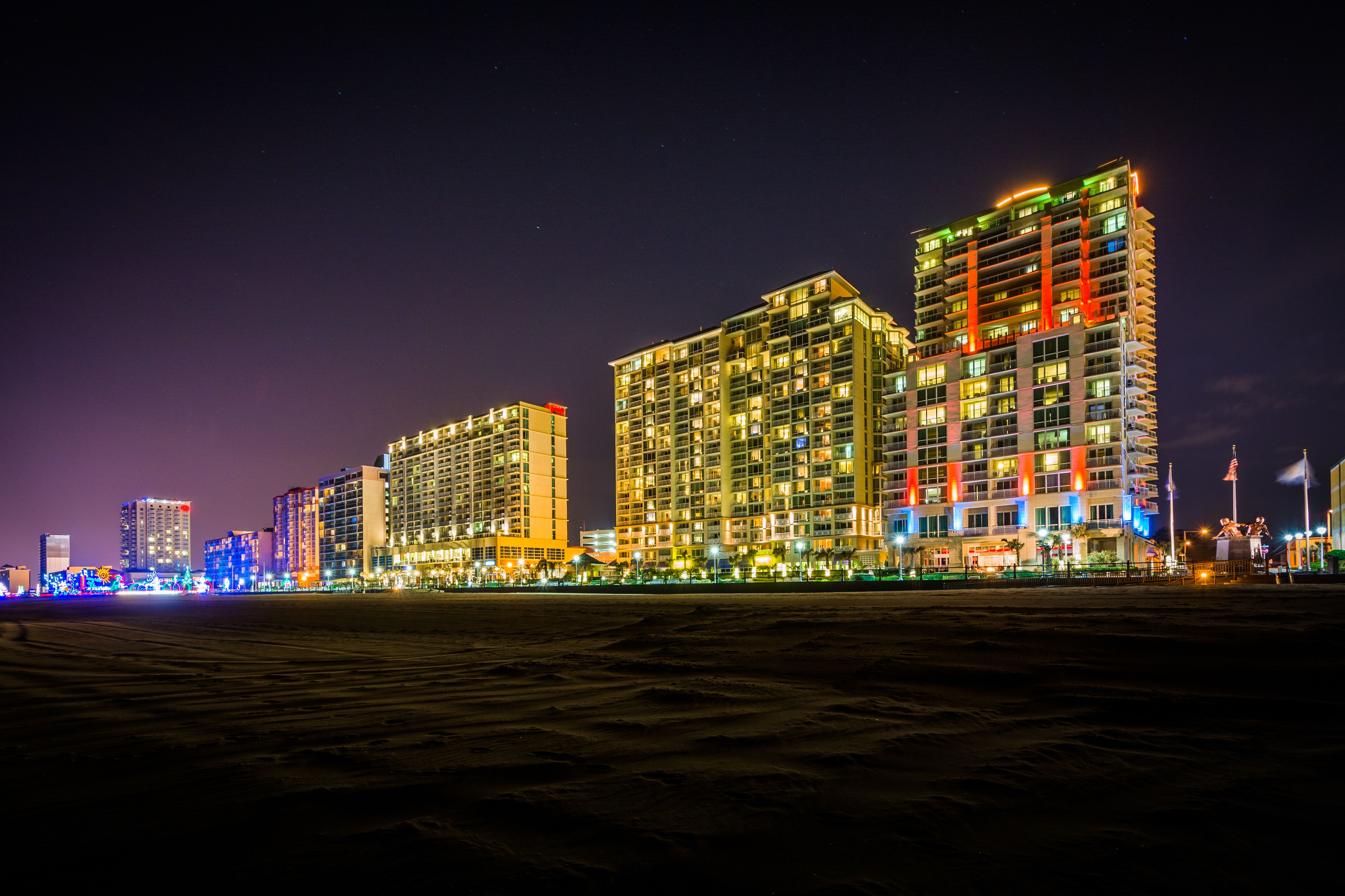 Virginia Beach hotels at night