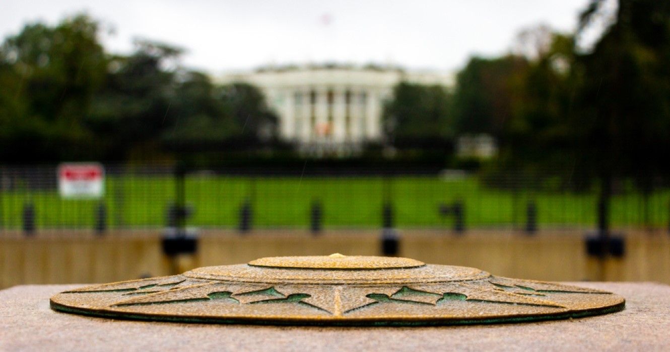 Zero Milestone in Washington DC with White House in the background