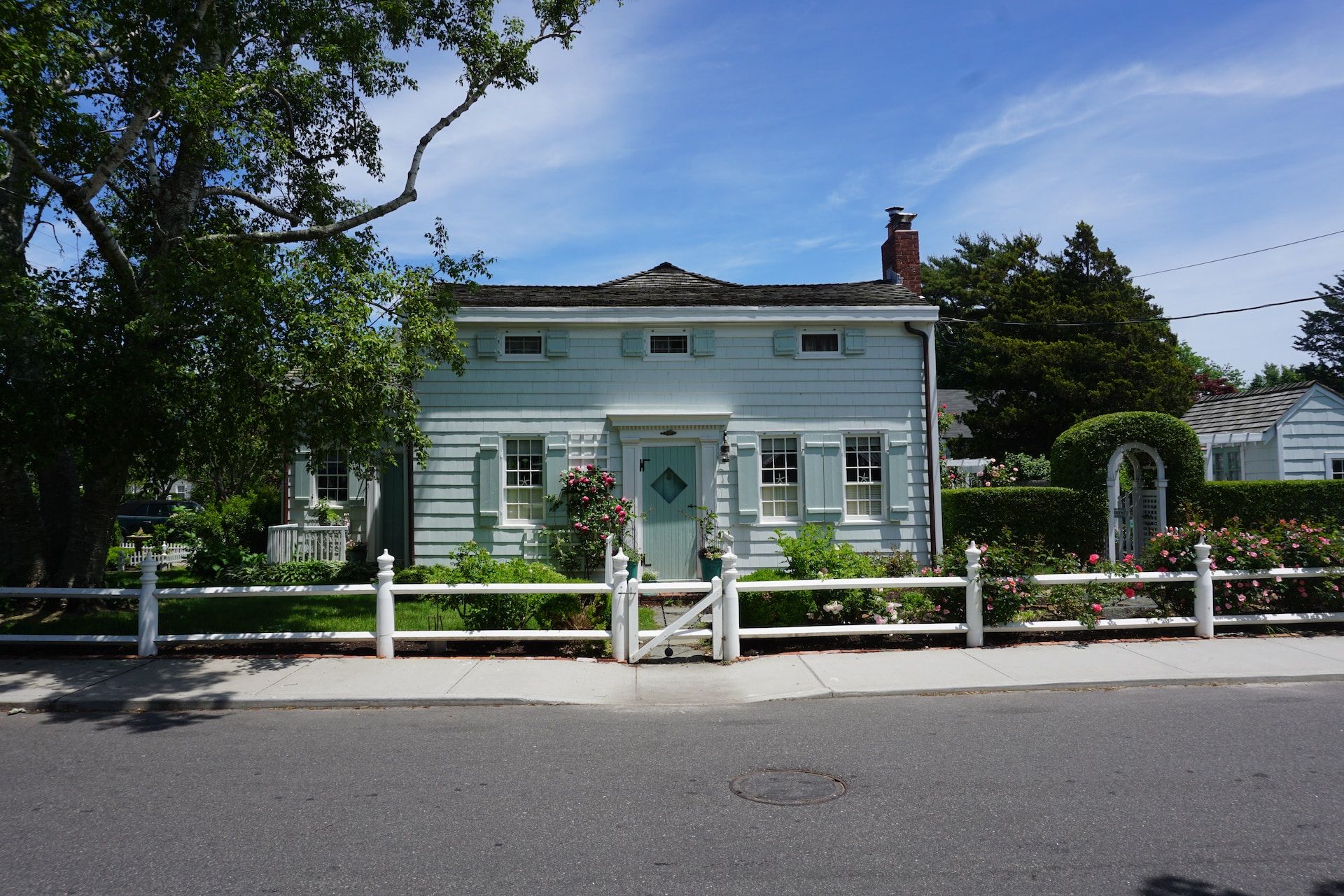 View of a charming house in the village of Greenport in the Hamptons