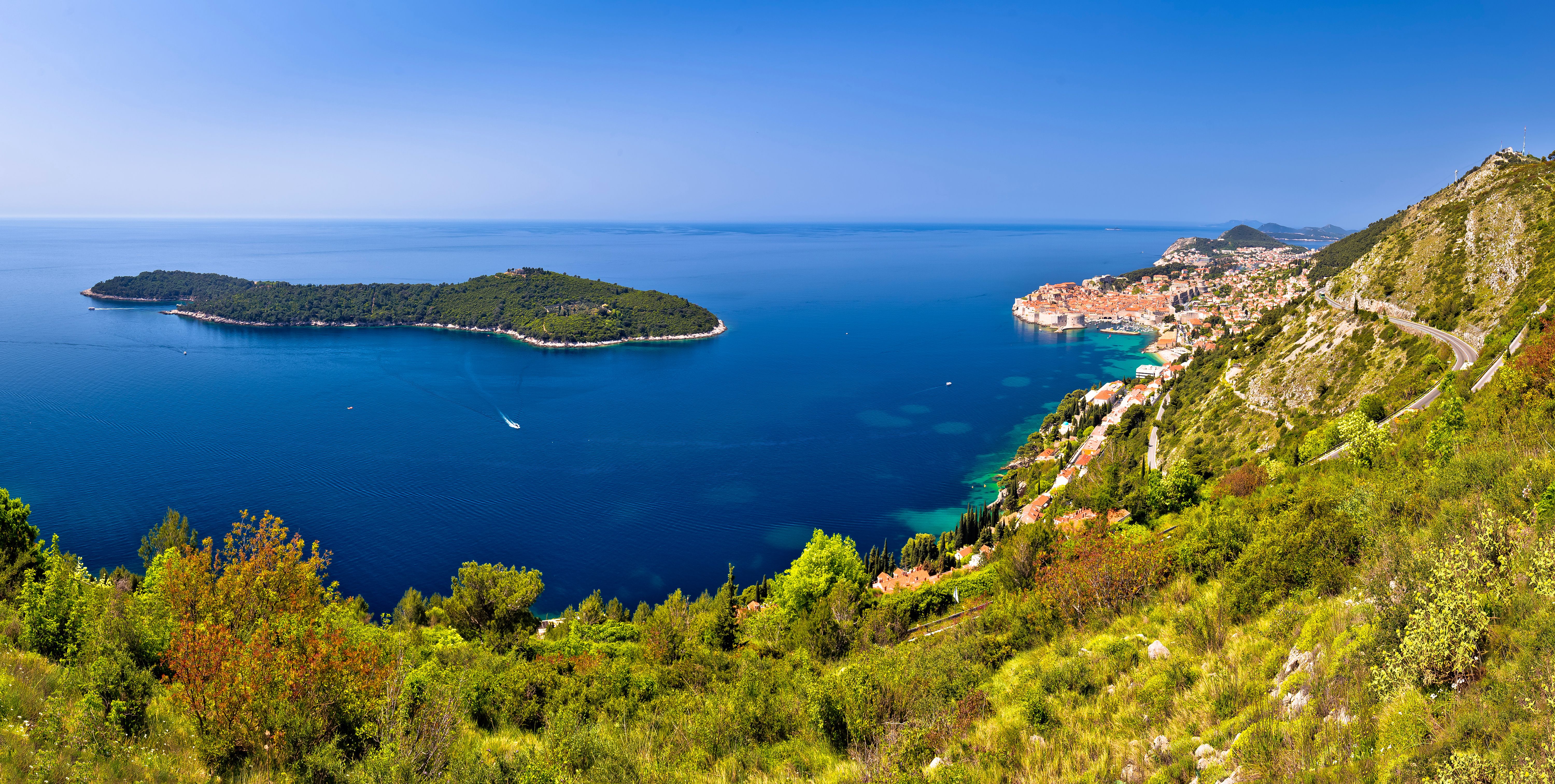 Aerial view of Lokrum Island in Dubrovnik, Croatia