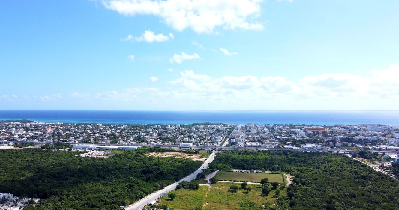 Aerial view of Playa Del Carmen, Quintana Roo MX