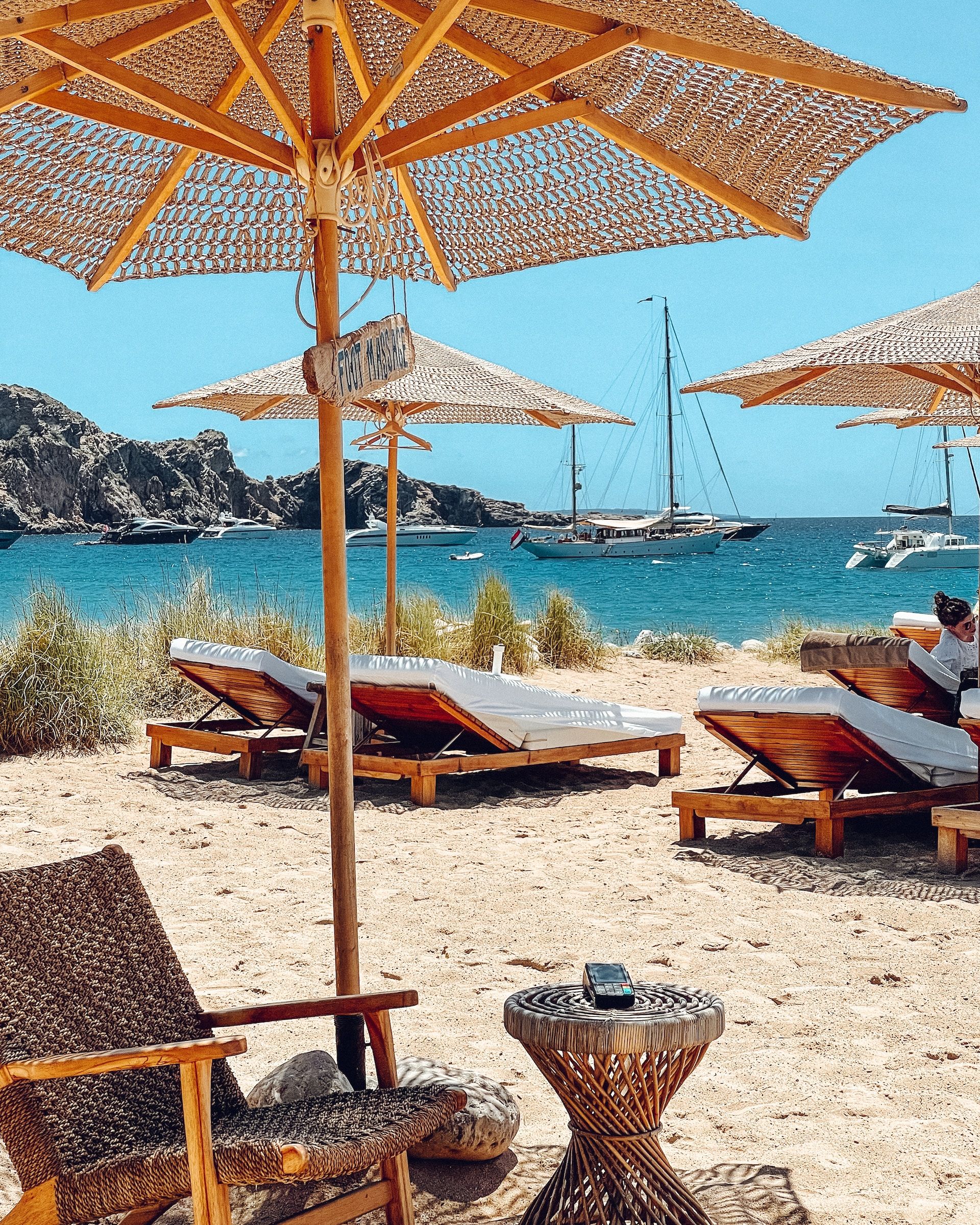 Beach chairs at Restaurant Jondal in Ibiza