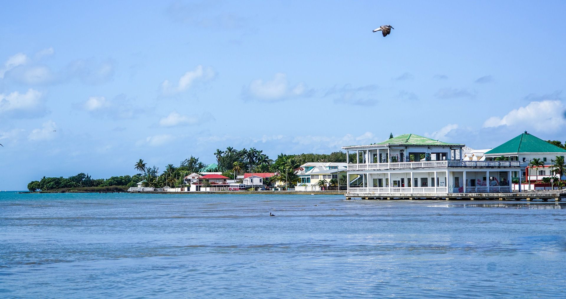 Buildings next to the sea in Belize City