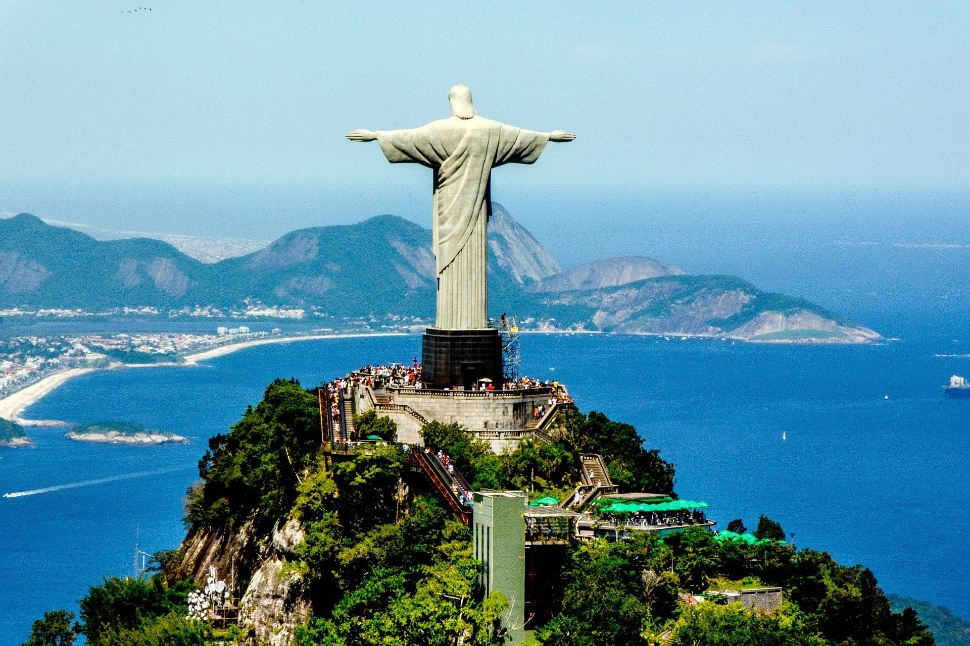Christ the Redeemer statue on Corcovado mountain overlooking Rio de Janeiro