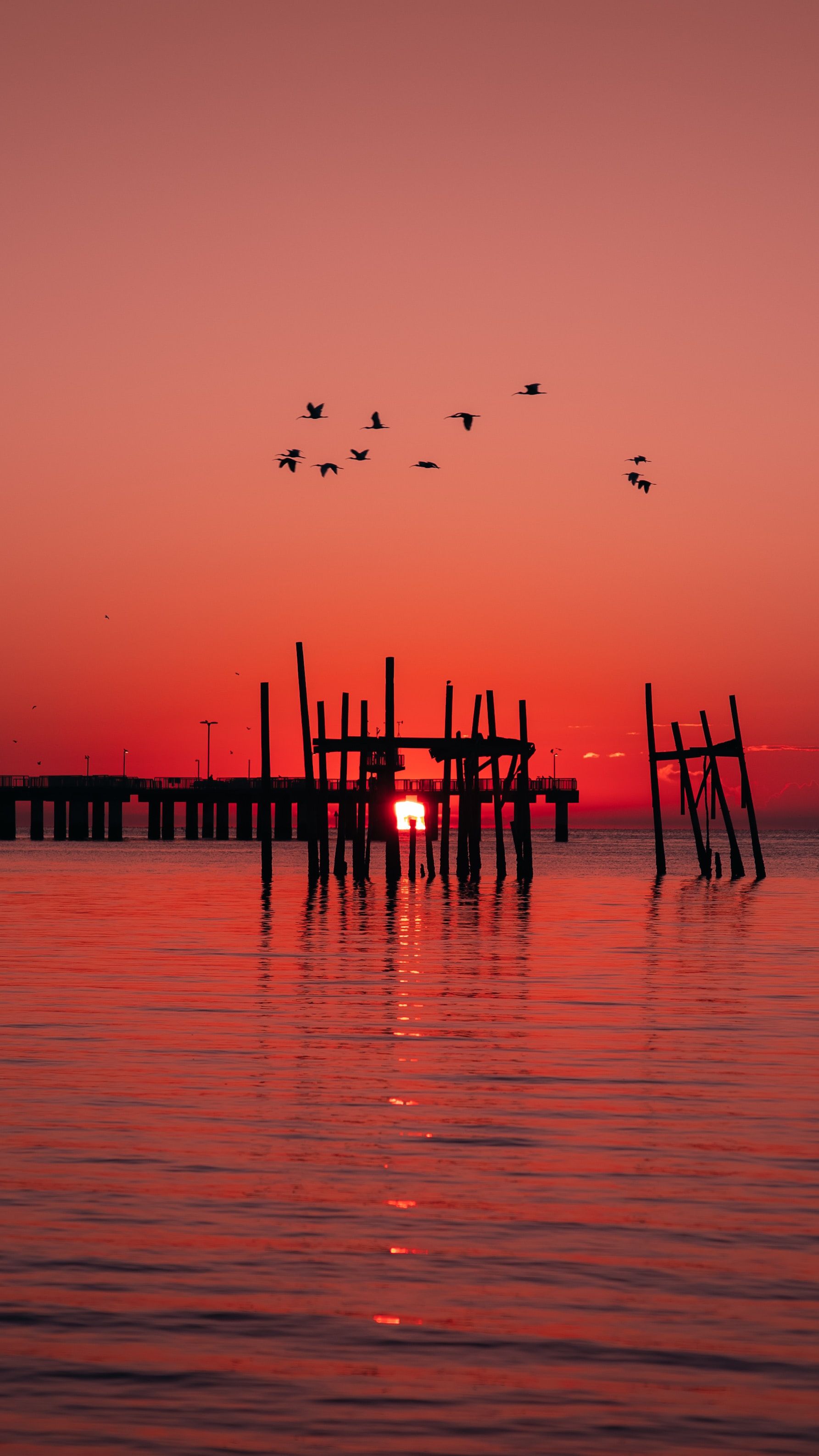 A view of the sun setting over the ocean in Cedar Key, Florida