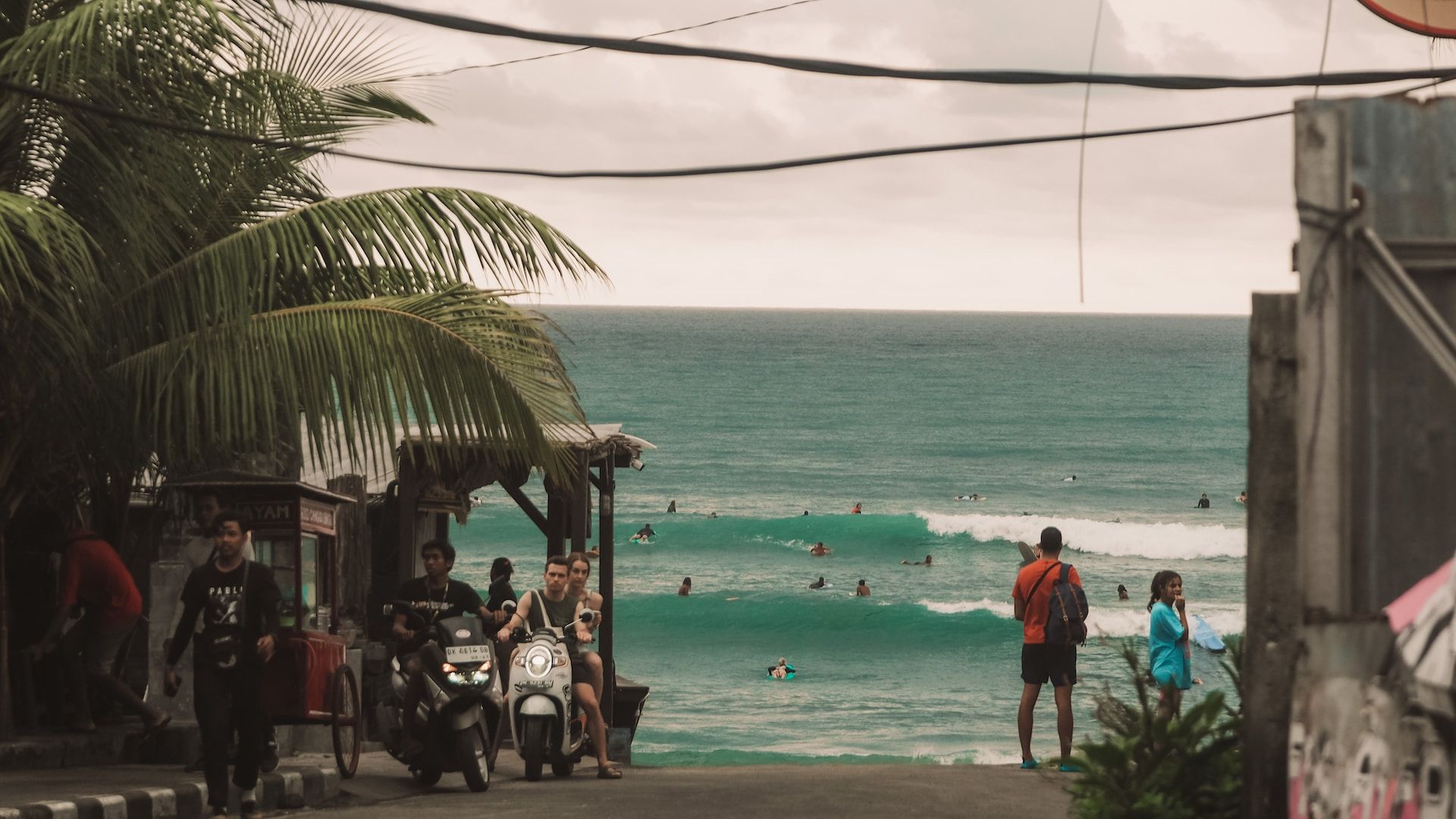 Motorbikes near the beach in Bali, Indonesia
