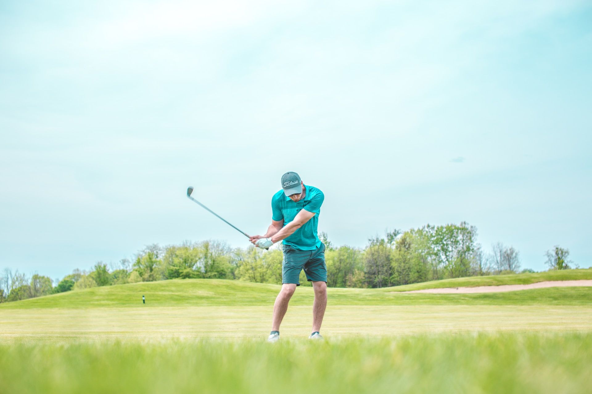 Golfer taking a swing