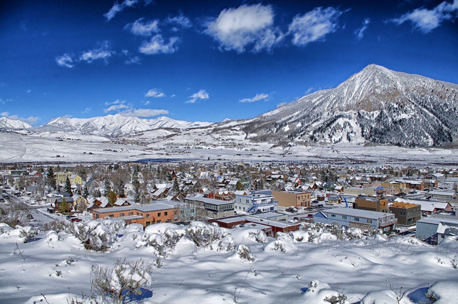 A view of Crested Butte, Colorado in winter