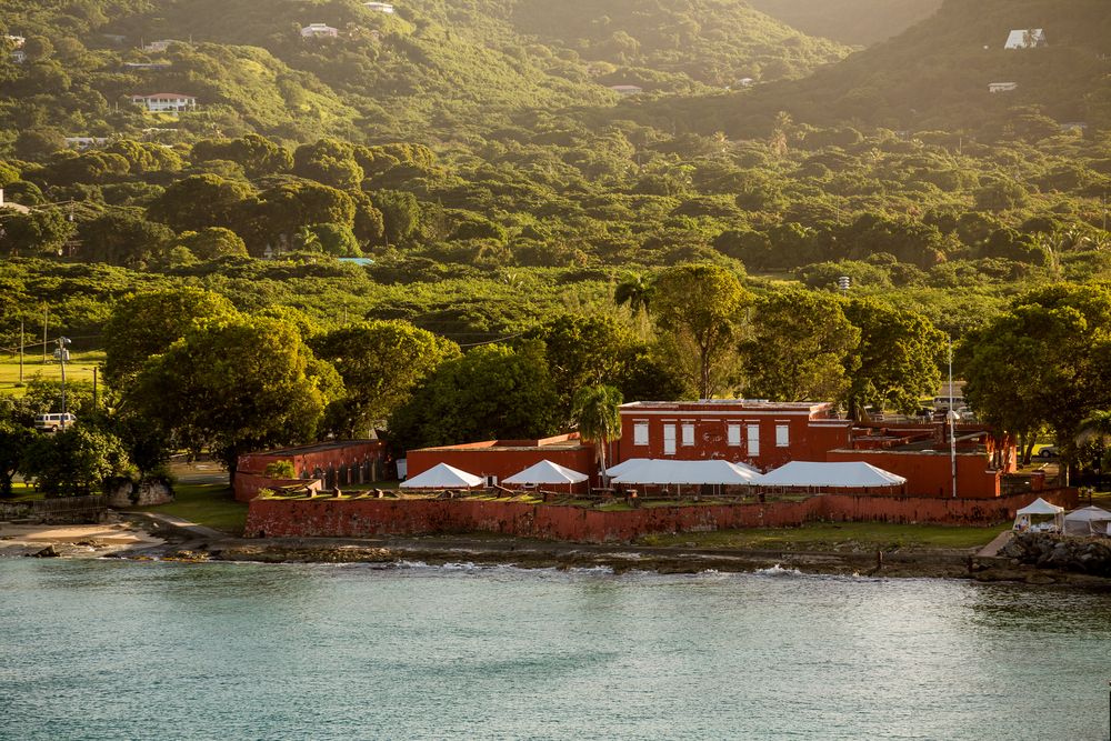 Distant view of a fort on St. Croix