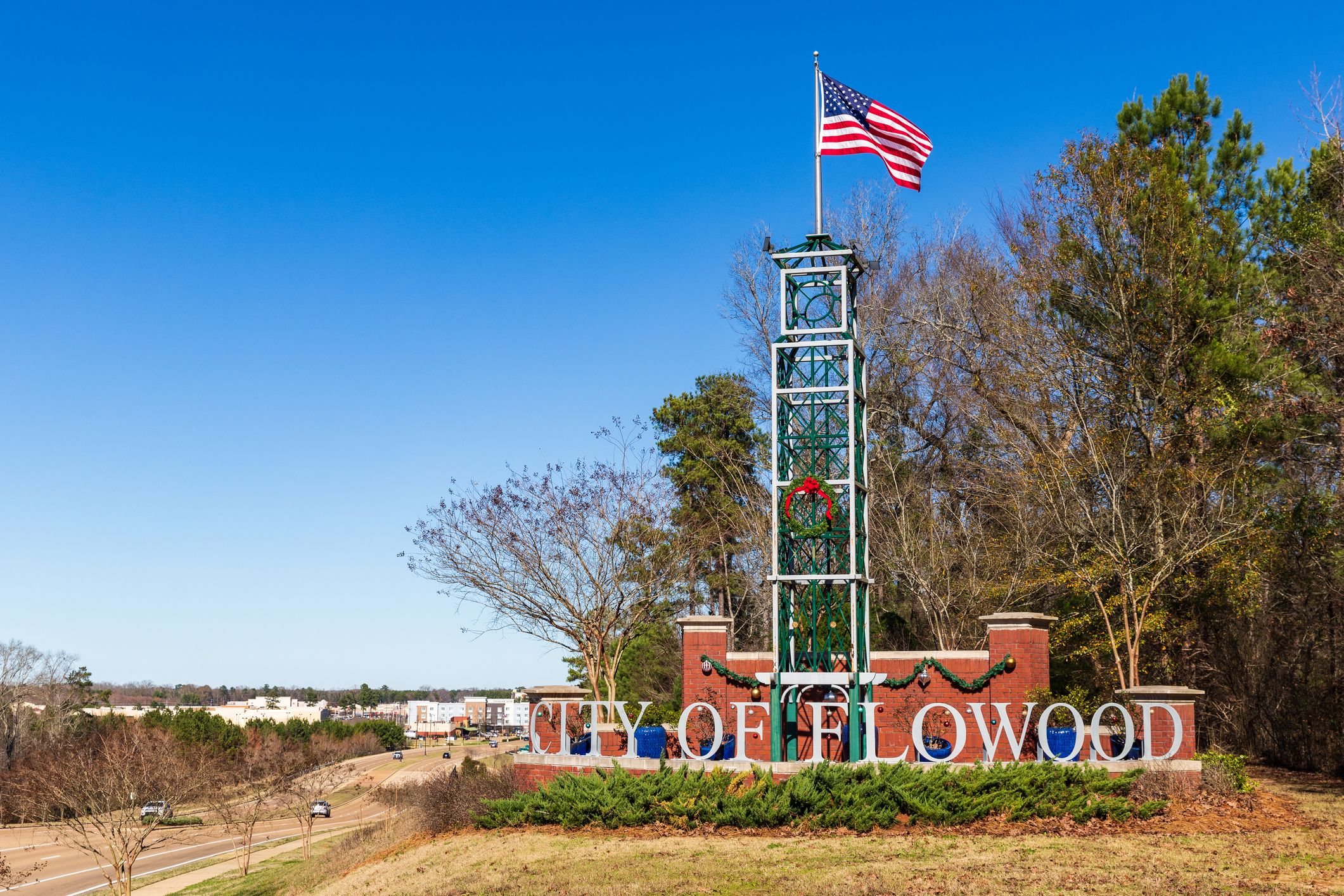 Sinal de boas-vindas da cidade de Flowood, Mississippi 