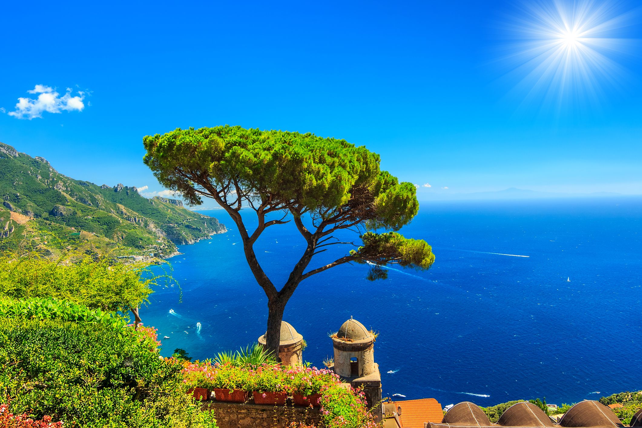 Wonderful garden terrace of Villa Rufolo, Amalfi coast,Italy
