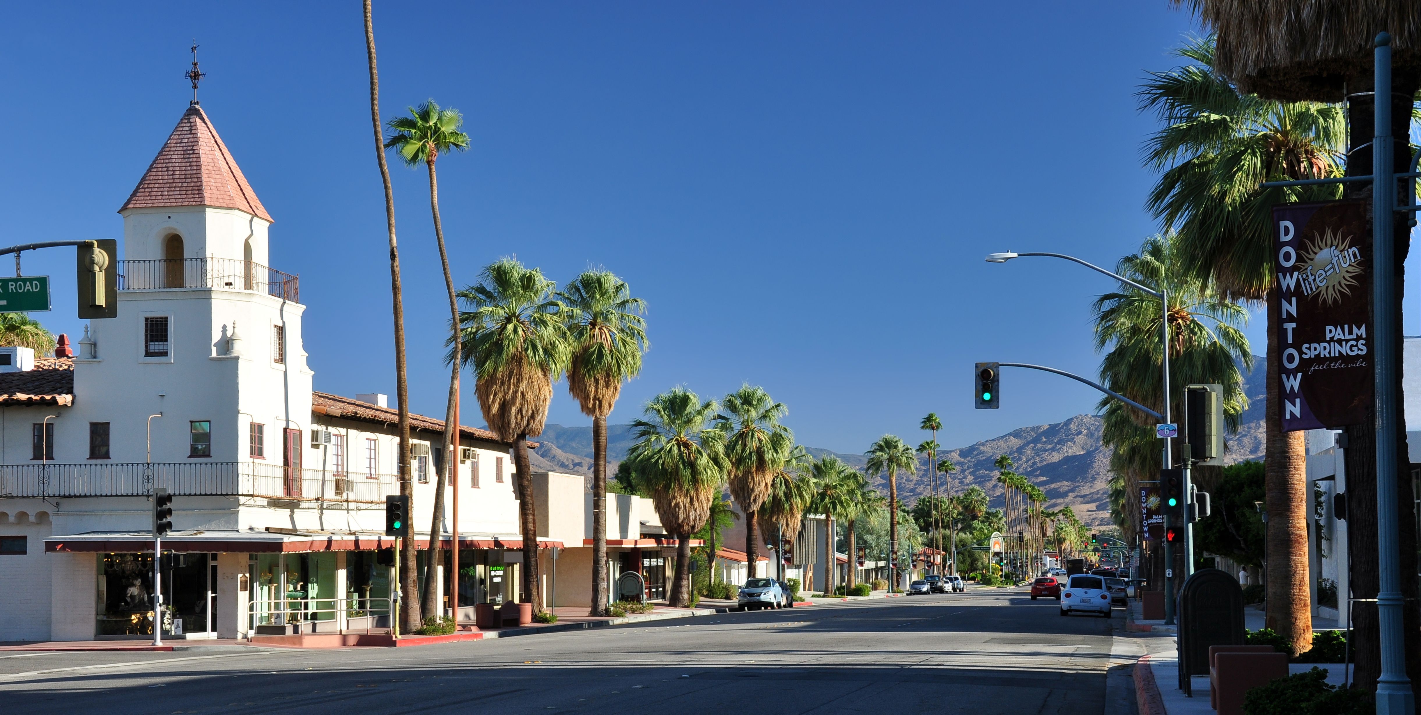 Downtown Palm Springs in summer