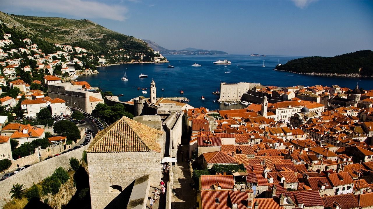 Aerial view of Dubrovnik and the Adriatic Sea