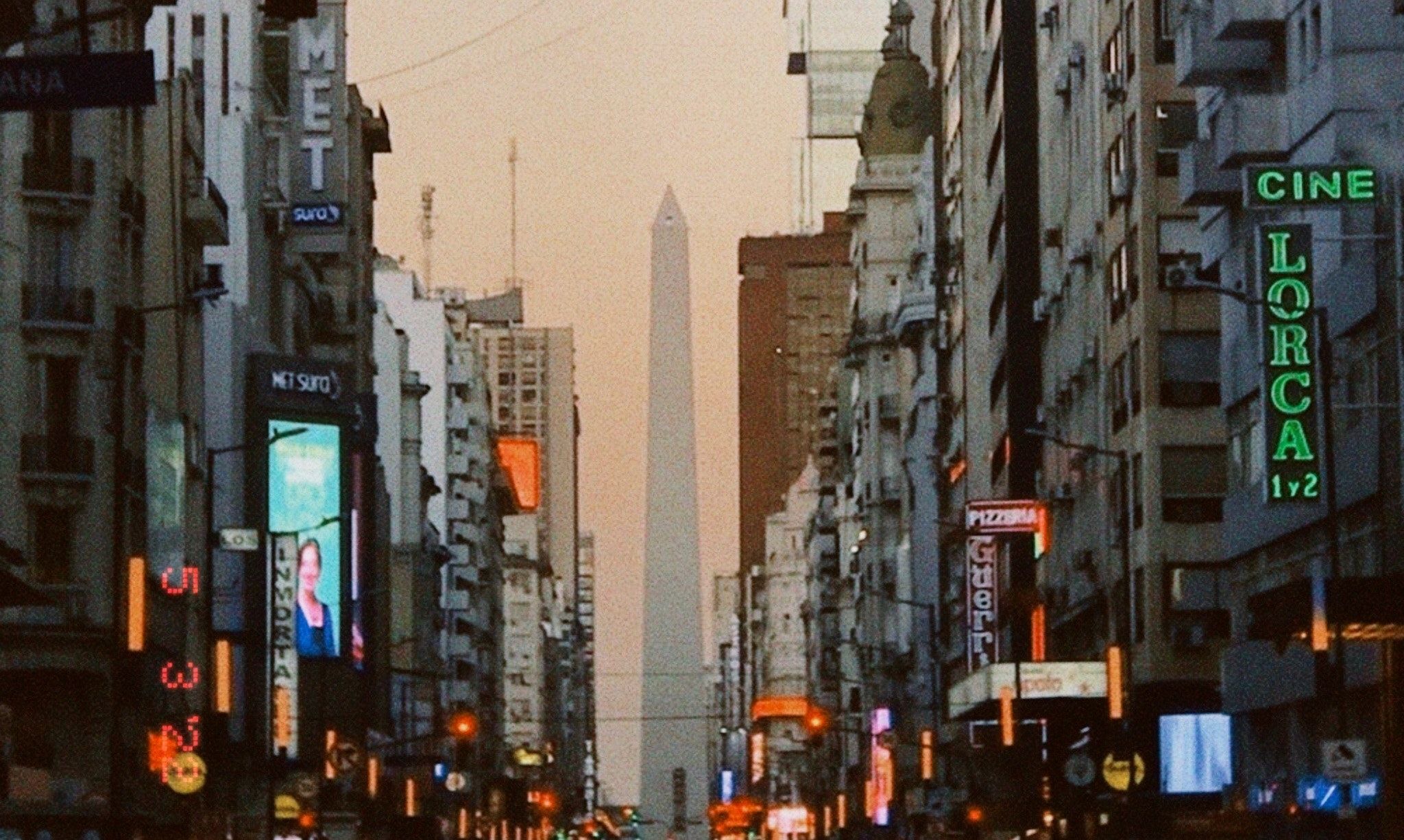 El Obelisco in Buenos Aires as seen from 9 de Julio